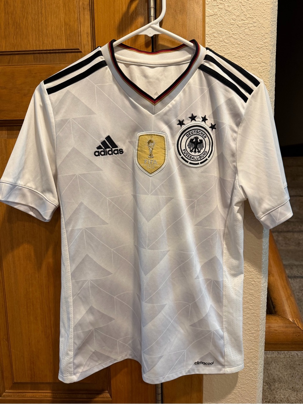 adidas White Germany National Team Kids Jersey with Black Stripes